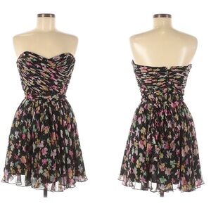 Jill STUART floral silk cocktail dress. Strapless.